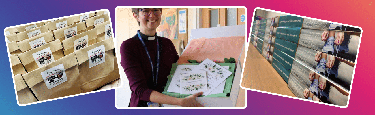 This image describes multiple images of Smile Boxes projects including Event goodie bags, wedding boxes for hospitals